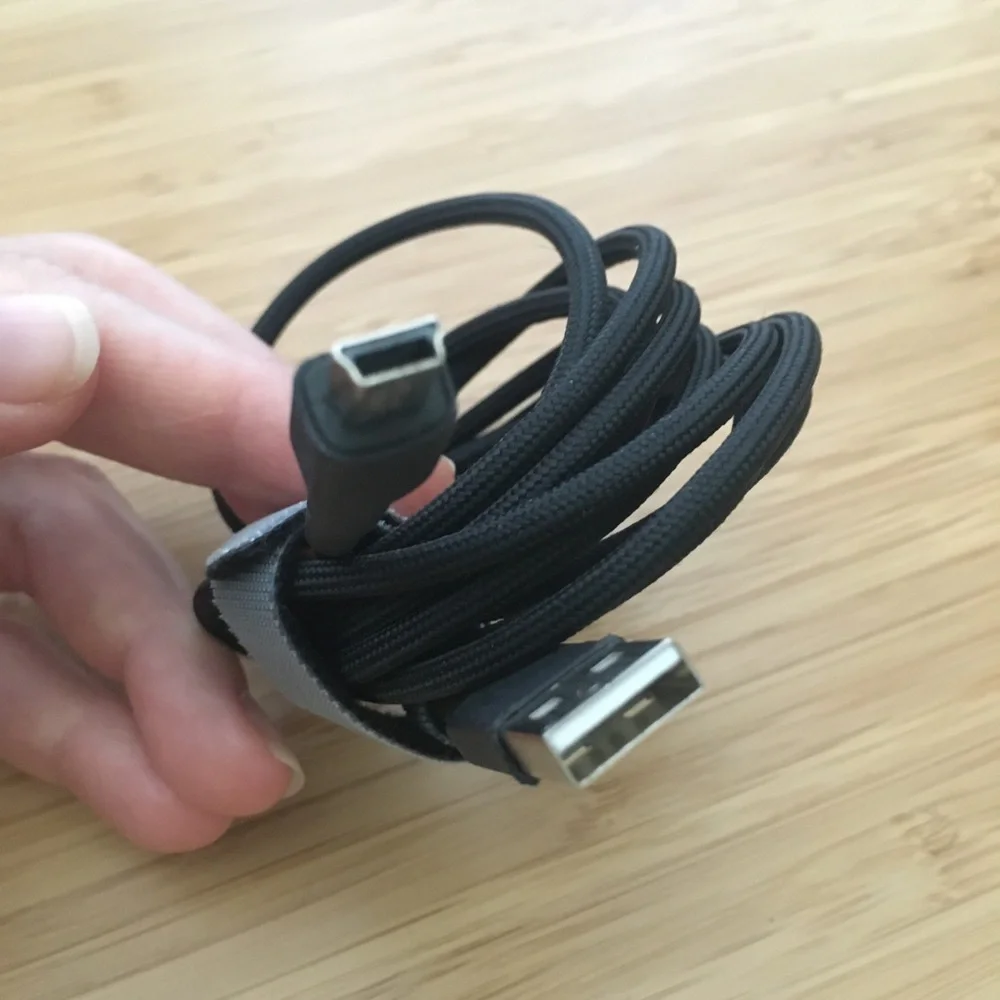 LP USB A 2.0 to USB Mini-B Adapter Cable Nylon Braided Black | 6 Ft Long